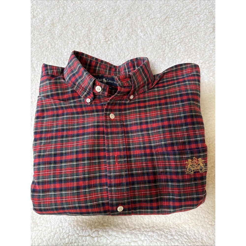 Polo Ralph Lauren Shirt Mens XL Red Blue Green Plaid Button Down‎ Preppy